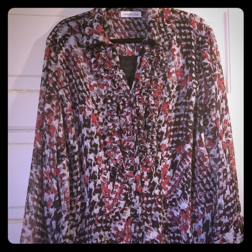 Lane Bryant ruffle front blouse